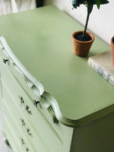 Pretty Vintage Sage Green Chest of Drawers