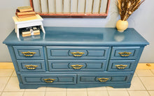 Load image into Gallery viewer, Beautiful Blue Long Dresser or TV Stand