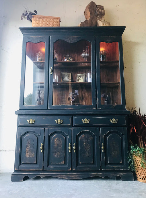Moody Large Distressed China Cabinet