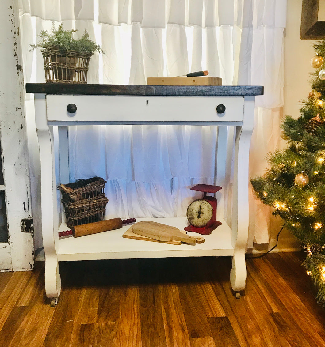 Gorgeous Antique Farmhouse Rolling Kitchen Island