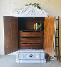 Load image into Gallery viewer, Beautiful Vintage Farmhouse Armoire Chest of Drawers