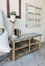 Load image into Gallery viewer, Petite Farmhouse Wood Coffee Table w/Galvanized Top