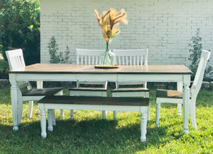 Perfect Large Farmhouse Table w/4 Chairs & Bench