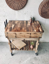 Load image into Gallery viewer, Stunning Solid Wood Vintage Rolling Butcher Block Island