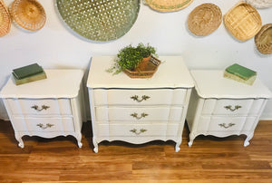 Shabby Chic French Provincial Dresser & Nightstands Set