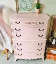 Load image into Gallery viewer, Stunning Vintage Pink Tall Chest of Drawers