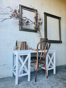 Farmhouse Desk or Entryway Table & Metal Chair